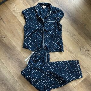 Brooks Brothers Navy Polka Dot Cotton Pajama Set